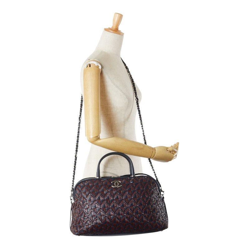 シャネル ココマーク ボーリングバッグ ハンドバッグ ショルダーバッグ 2WAY ネイビー ラムスキン レディース CHANEL 【中古】