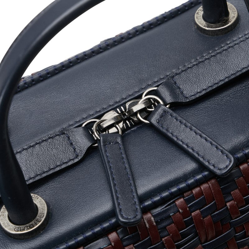 シャネル ココマーク ボーリングバッグ ハンドバッグ ショルダーバッグ 2WAY ネイビー ラムスキン レディース CHANEL 【中古】