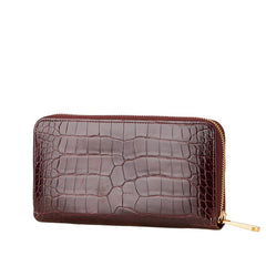 ルイ ヴィトン アリゲーター 長財布 ラウンドファスナー ワインレッド クロコダイル レディース LOUIS VUITTON 【中古】