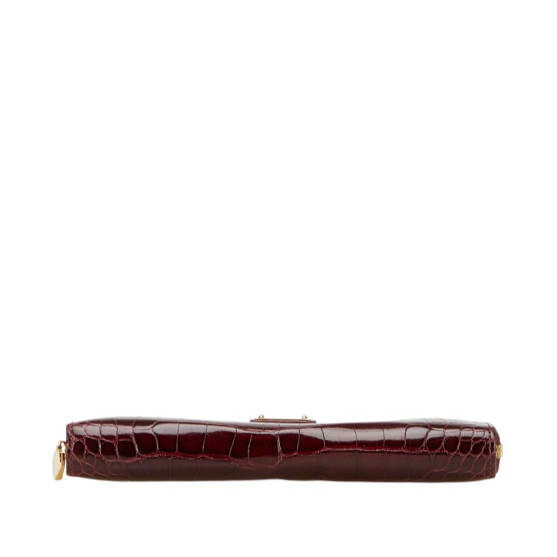 ルイ ヴィトン アリゲーター 長財布 ラウンドファスナー ワインレッド クロコダイル レディース LOUIS VUITTON 【中古】