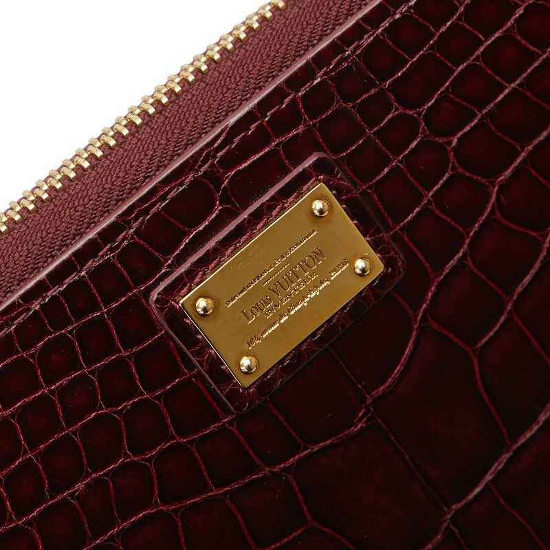 ルイ ヴィトン アリゲーター 長財布 ラウンドファスナー ワインレッド クロコダイル レディース LOUIS VUITTON 【中古】