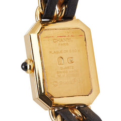 シャネル プルミエールL 腕時計 H0001 クオーツ ブラック文字盤 メッキ レザー レディース CHANEL 【中古】