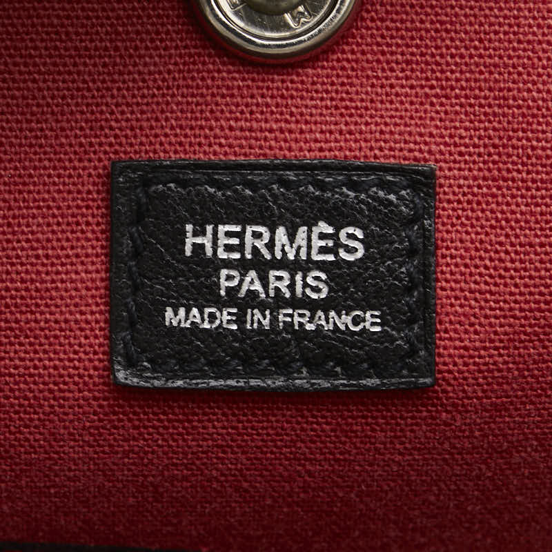エルメス ガーデンパーティTPM ハンドバッグ トートバッグ グレー ブラック トワルアッシュ レザー レディース HERMES 【中古】