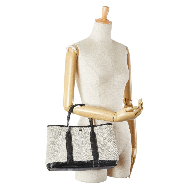 エルメス ガーデンパーティTPM ハンドバッグ トートバッグ グレー ブラック トワルアッシュ レザー レディース HERMES 【中古】