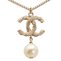 シャネル ココマーク ペンダントネックレス ゴールド メッキ フェイクパール ラインストーン レディース CHANEL 【中古】