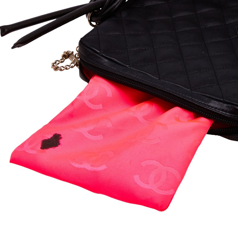 シャネル カンボンライン ココマーク 斜め掛け ショルダーバッグ ブラック カーフ パテントレザー レディース CHANEL 【中古】