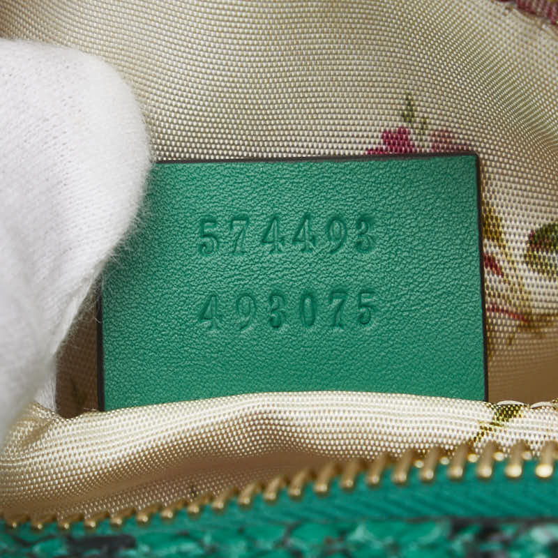 グッチ GGマーモント パイソン ショルダーバッグ 574493 ベージュ グリーン ストロー レザー レディース GUCCI 【中古】