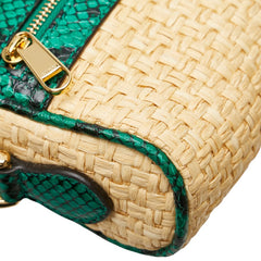 グッチ GGマーモント パイソン ショルダーバッグ 574493 ベージュ グリーン ストロー レザー レディース GUCCI 【中古】