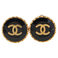シャネル ヴィンテージ ココマーク ラウンド イヤリング ゴールド ブラック メッキ レディース CHANEL 【中古】