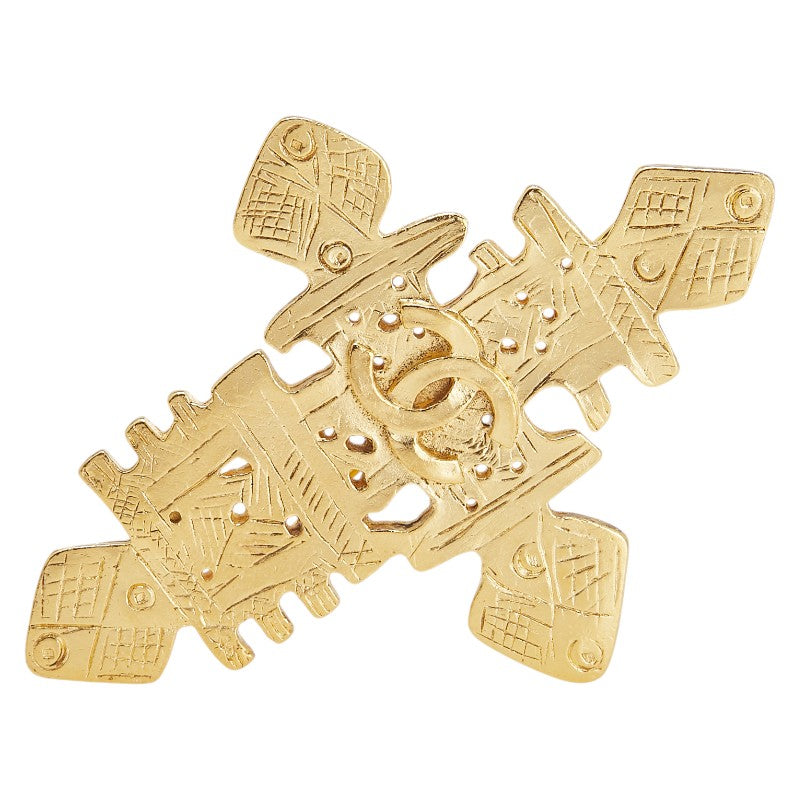 シャネル ヴィンテージ ココマーク クロス 十字架 ブローチ ゴールド メッキ レディース CHANEL 【中古】