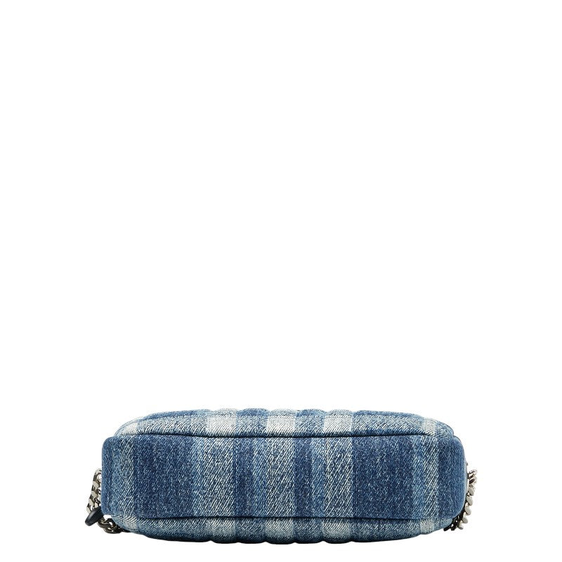 バーバリー チェック TBロゴ ショルダーバッグ ブルー デニム レザー レディース BURBERRY 【中古】