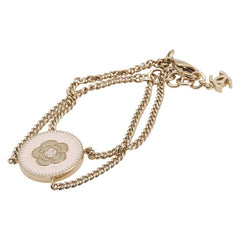 シャネル ヴィンテージ カメリア ココマーク ラウンド チェーン ブレスレット ゴールド ピンク メッキ レディース CHANEL 【中古】
