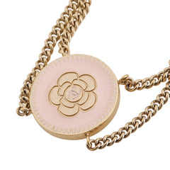 シャネル ヴィンテージ カメリア ココマーク ラウンド チェーン ブレスレット ゴールド ピンク メッキ レディース CHANEL 【中古】