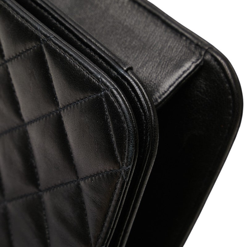 シャネル マトラッセ ココマーク チェーン ショルダーバッグ ブラック ラムスキン レディース CHANEL 【中古】