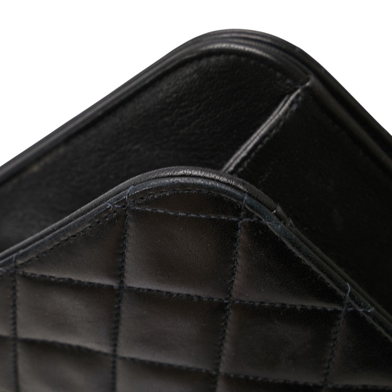シャネル マトラッセ ココマーク チェーン ショルダーバッグ ブラック ラムスキン レディース CHANEL 【中古】