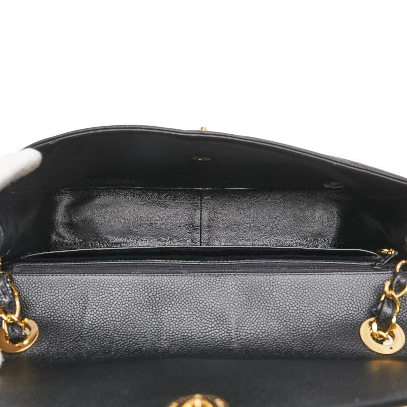 シャネル シェブロン ココマーク チェーン ショルダーバッグ ブラック キャビアスキン レディース CHANEL 【中古】
