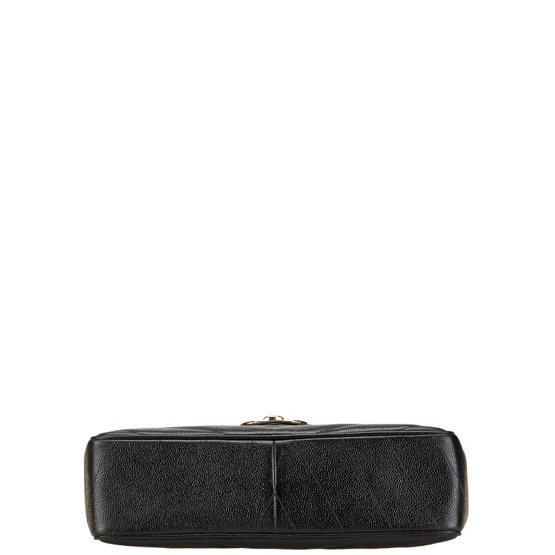 シャネル シェブロン ココマーク チェーン ショルダーバッグ ブラック キャビアスキン レディース CHANEL 【中古】
