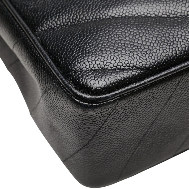シャネル シェブロン ココマーク チェーン ショルダーバッグ ブラック キャビアスキン レディース CHANEL 【中古】