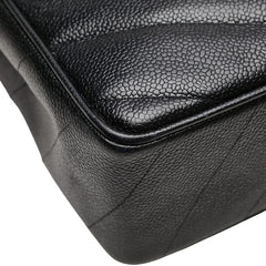 シャネル シェブロン ココマーク チェーン ショルダーバッグ ブラック キャビアスキン レディース CHANEL 【中古】