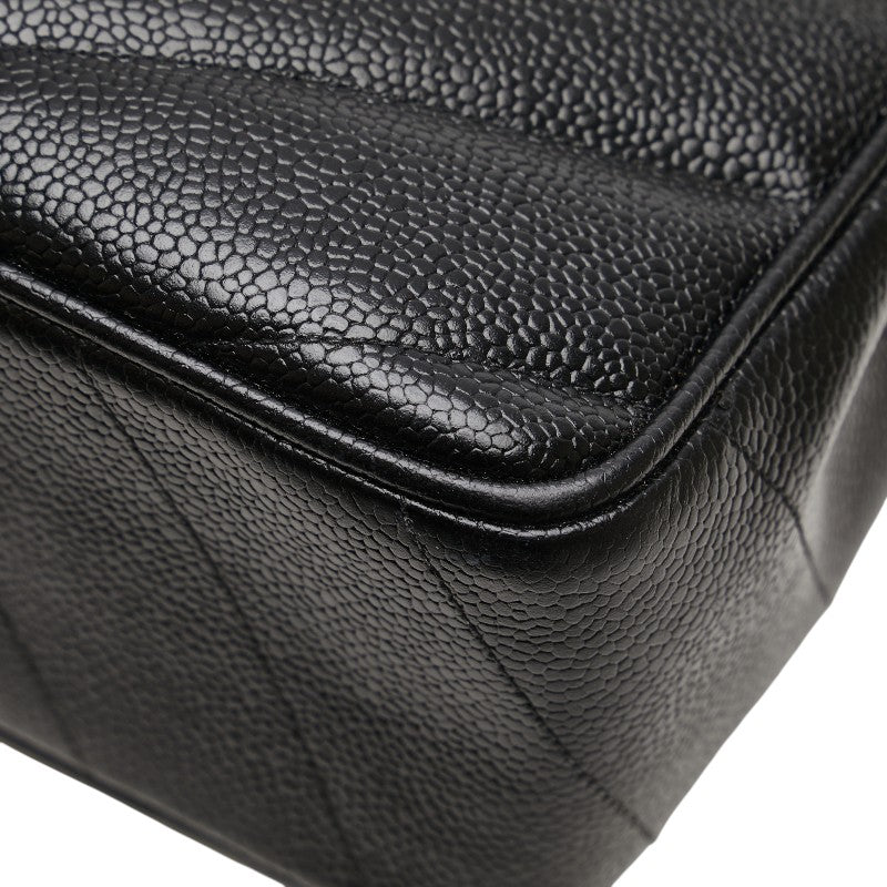 シャネル シェブロン ココマーク チェーン ショルダーバッグ ブラック キャビアスキン レディース CHANEL 【中古】