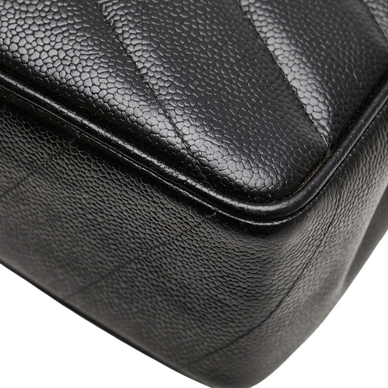 シャネル シェブロン ココマーク チェーン ショルダーバッグ ブラック キャビアスキン レディース CHANEL 【中古】