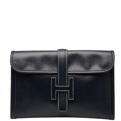 エルメス ジジェPM クラッチバッグ ネイビー系 ボックスカーフ レディース HERMES 【中古】