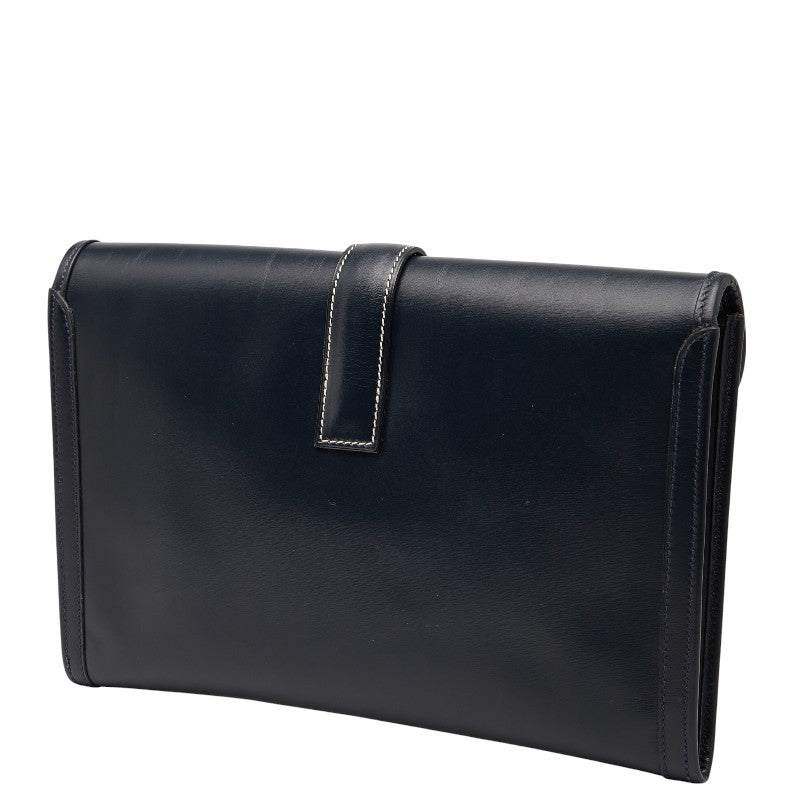 エルメス ジジェPM クラッチバッグ ネイビー系 ボックスカーフ レディース HERMES 【中古】