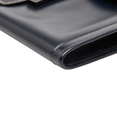 エルメス ジジェPM クラッチバッグ ネイビー系 ボックスカーフ レディース HERMES 【中古】