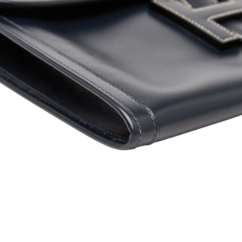 エルメス ジジェPM クラッチバッグ ネイビー系 ボックスカーフ レディース HERMES 【中古】