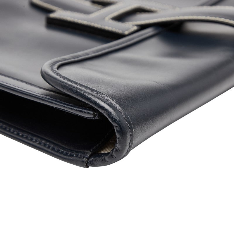 エルメス ジジェPM クラッチバッグ ネイビー系 ボックスカーフ レディース HERMES 【中古】