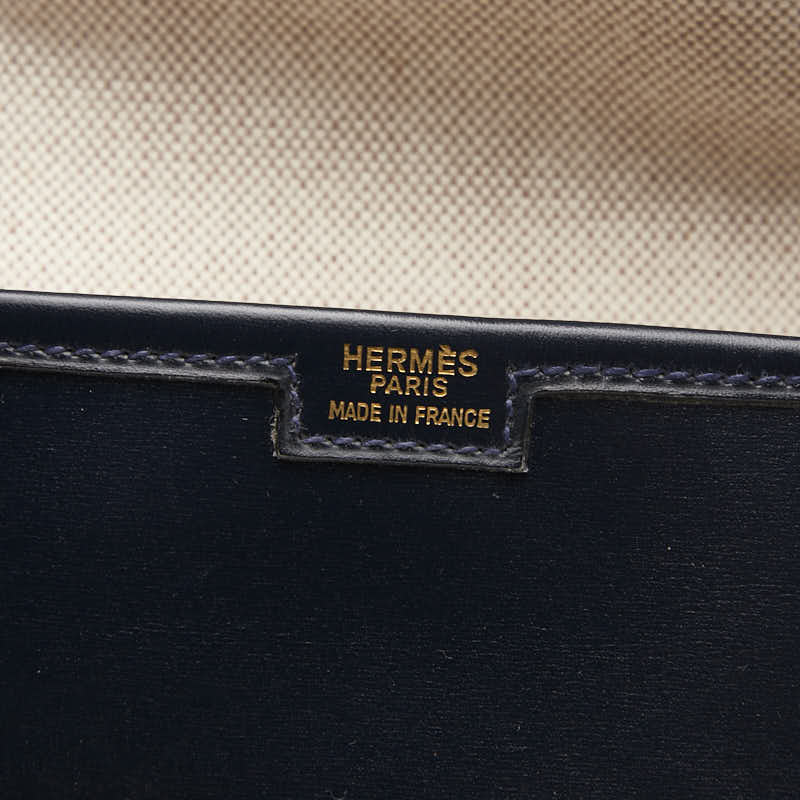 エルメス ジジェPM クラッチバッグ ネイビー系 ボックスカーフ レディース HERMES 【中古】