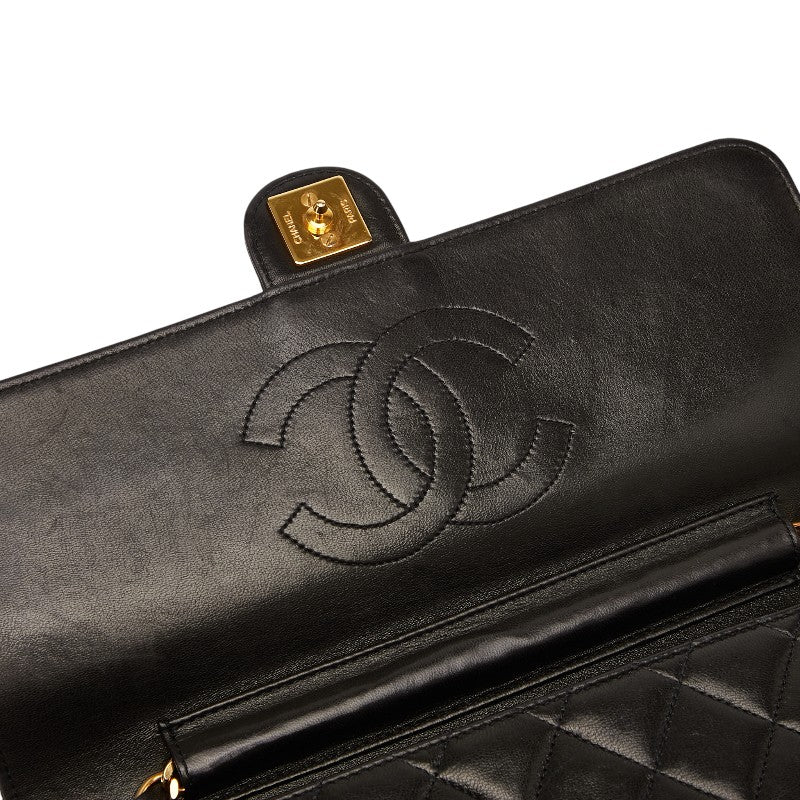 シャネル マトラッセ ココマーク チェーン ショルダーバッグ ブラック ラムスキン レディース CHANEL 【中古】