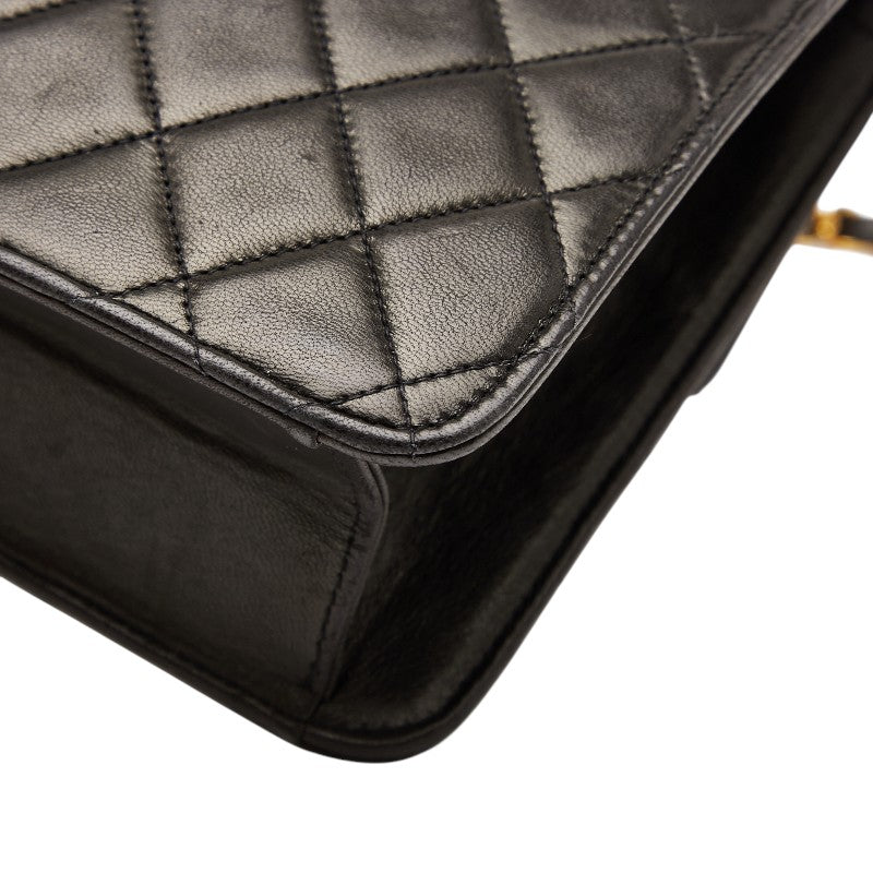 シャネル マトラッセ ココマーク チェーン ショルダーバッグ ブラック ラムスキン レディース CHANEL 【中古】
