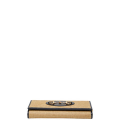 グッチ ホースビット1955 チェーン ショルダーウォレット 621888 ベージュ ネイビー キャンバス レザー レディース GUCCI 【中古】