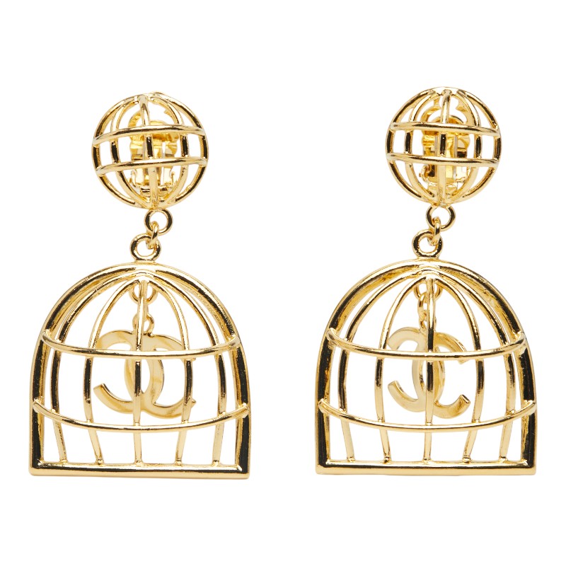 シャネル ヴィンテージ ココマーク 鳥かご イヤリング ゴールド メッキ レディース CHANEL 【中古】