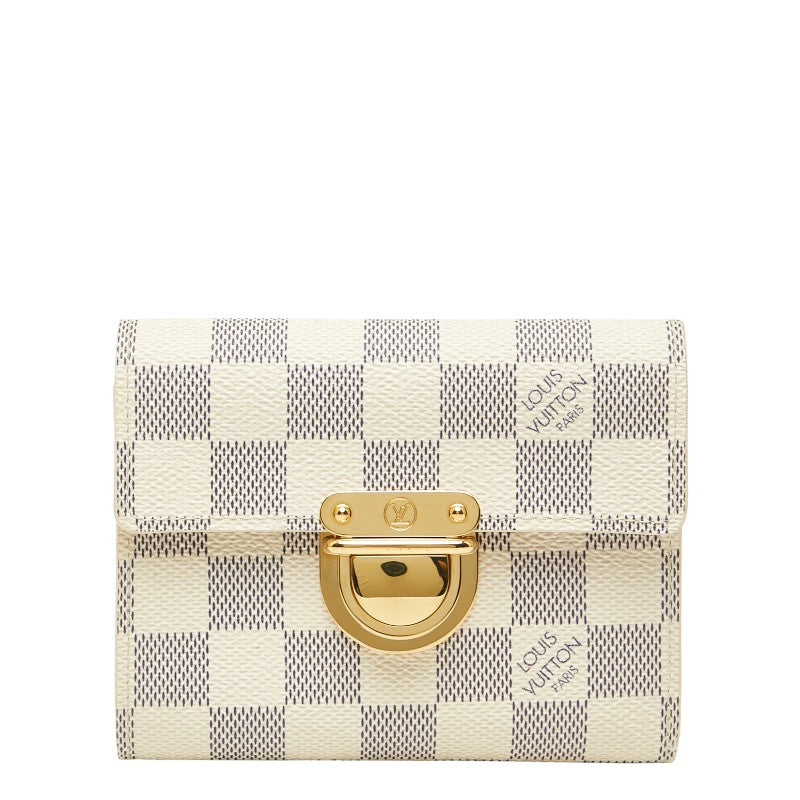 ルイ ヴィトン ダミエ アズール コアラ 三つ折り財布 N60013 ホワイト PVC レディース LOUIS VUITTON 【中古】