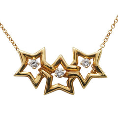 ティファニー トリプルスター 3Pダイヤ ペンダントネックレス K18YG イエローゴールド レディース TIFFANY&Co. 【中古】