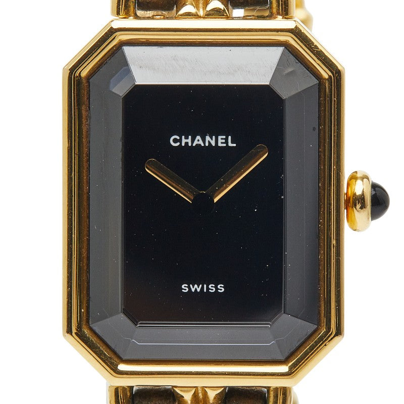 シャネル プルミエール 腕時計 サイズ：L H0001 クオーツ ブラック文字盤 ステンレススチール レザー レディース CHANEL 【中古】