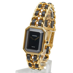 シャネル プルミエール 腕時計 サイズ：L H0001 クオーツ ブラック文字盤 ステンレススチール レザー レディース CHANEL 【中古】