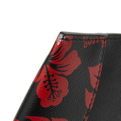 プラダ フラワー 花 クラッチバッグ 2NH001 ブラック レッド サフィアーノレザー メンズ PRADA 【中古】