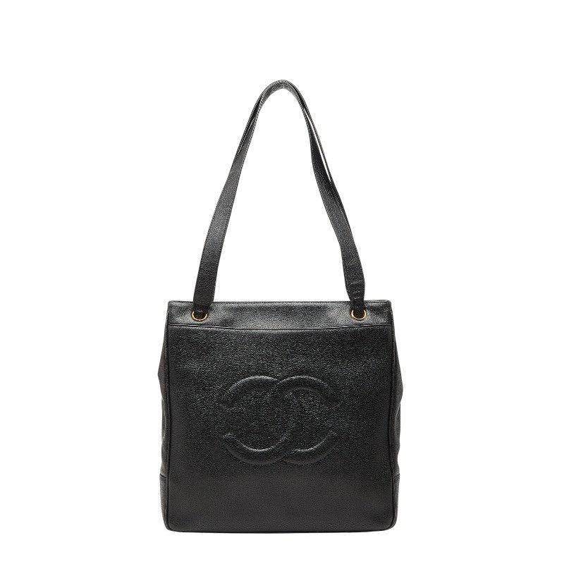シャネル ココマーク トートバッグ ショルダーバッグ ブラック キャビアスキン レディース CHANEL 【中古】