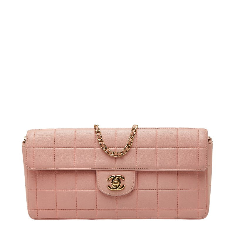 シャネル チョコバー ココマーク チェーン ショルダーバッグ ピンク ラムスキン レディース CHANEL 【中古】