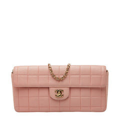 シャネル チョコバー ココマーク チェーン ショルダーバッグ ピンク ラムスキン レディース CHANEL 【中古】