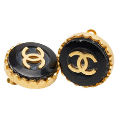 シャネル ココマーク ラウンド イヤリング ゴールド ブラック メッキ レディース CHANEL 【中古】