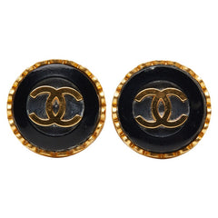 シャネル ココマーク ラウンド イヤリング ゴールド ブラック メッキ レディース CHANEL 【中古】