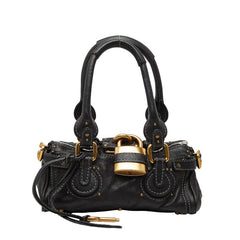 クロエ パディントン ハンドバッグ ブラック ゴールド レザー レディース Chloe 【中古】