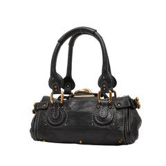 クロエ パディントン ハンドバッグ ブラック ゴールド レザー レディース Chloe 【中古】