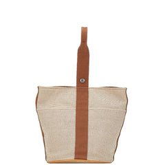 エルメス サクソーMM ハンドバッグ トートバッグ ベージュ ブラウン トワルアッシュ レディース HERMES 【中古】