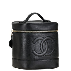 シャネル ココマーク ハンドバッグ バニティバッグ ブラック ゴールド キャビアスキン レディース CHANEL 【中古】