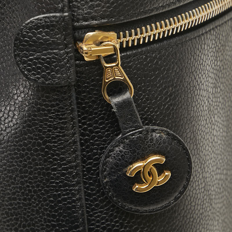 シャネル ココマーク ハンドバッグ バニティバッグ ブラック ゴールド キャビアスキン レディース CHANEL 【中古】